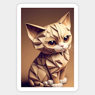 Cute Cat Portrait Paper Art Style Sticker